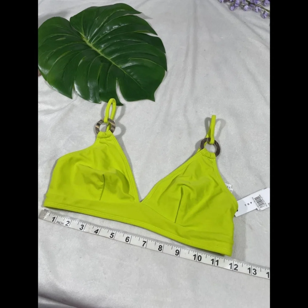 NWT $30 TOPSHOP‎ Ring Detail Triangle Bikini Top In Lime Green [SZ 6 US ]